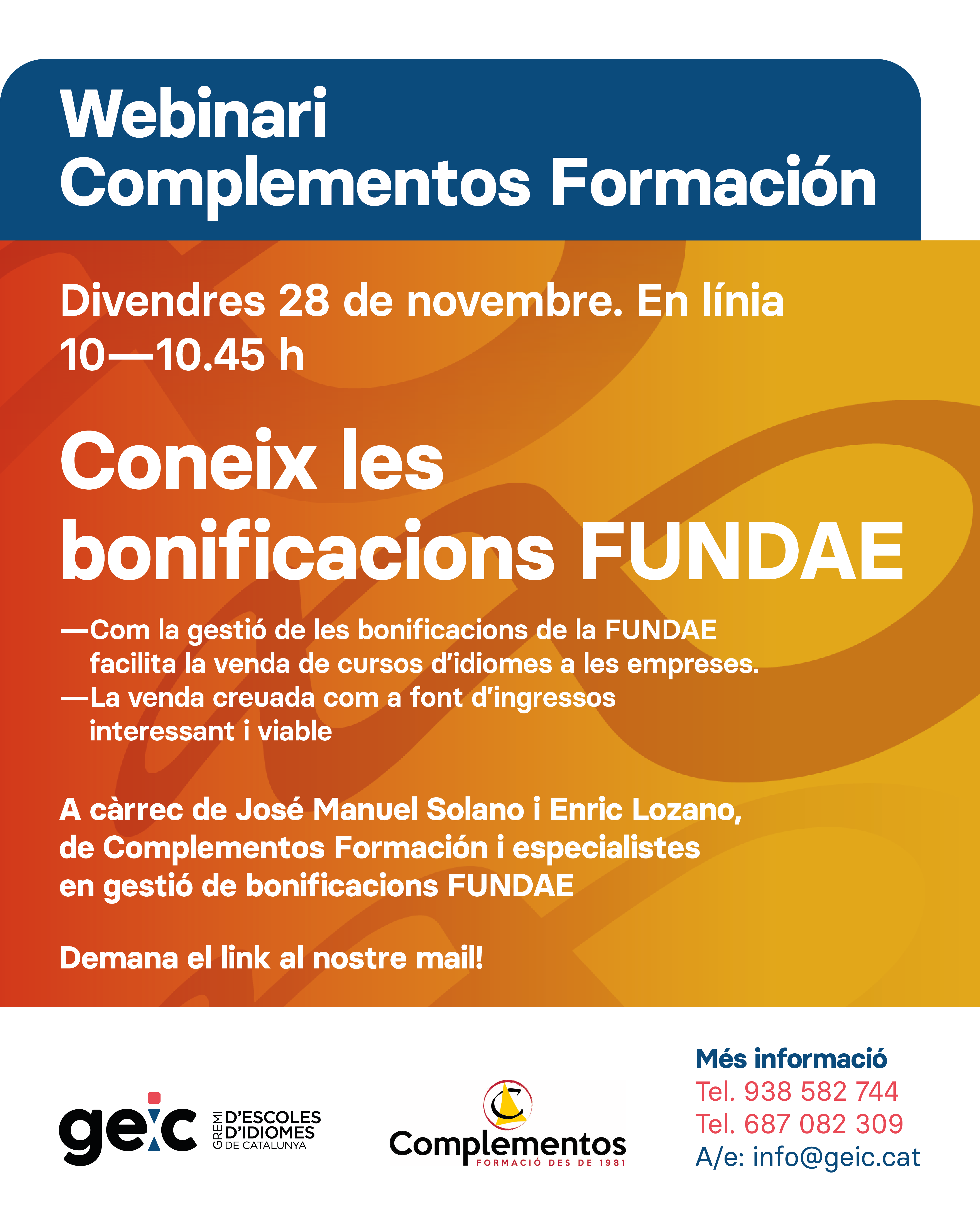 Sessió Informativa: La Formació FUNDAE i la venda creuada com a font d'ingressos.